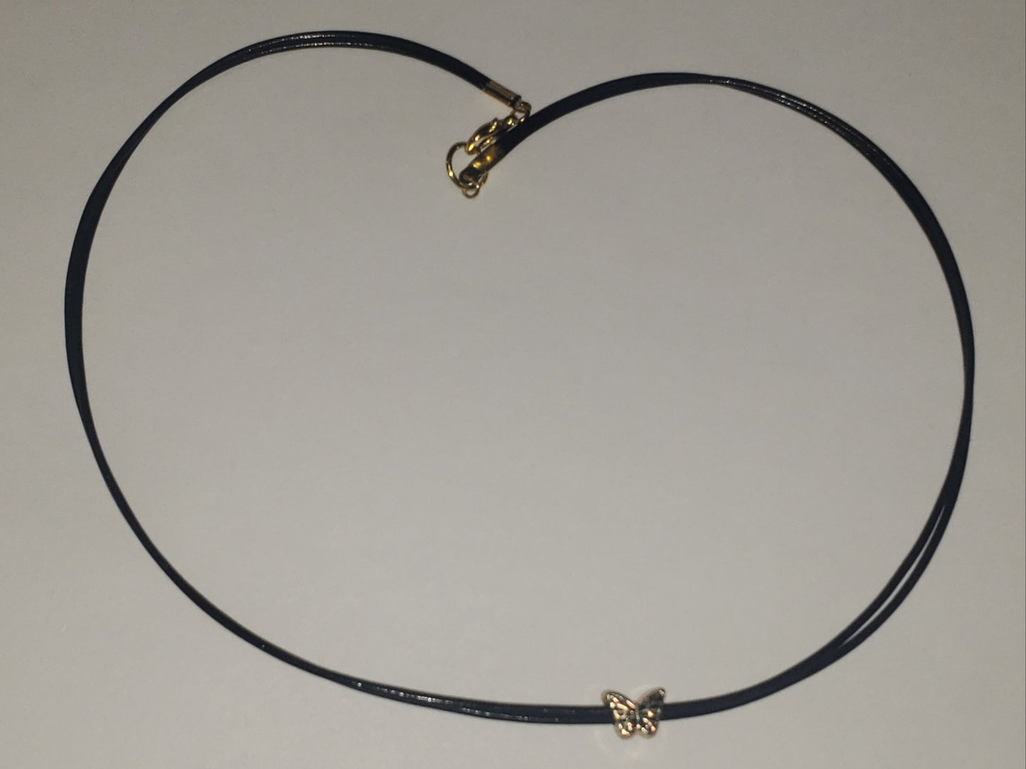 Double Strand Leather Butterfly Necklace