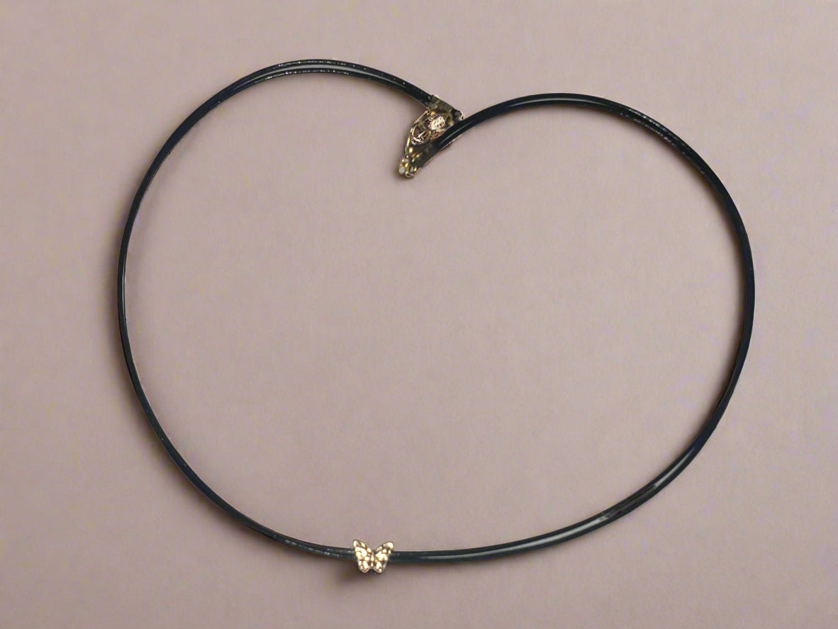 Double Strand Leather Cord Butterfly Necklace