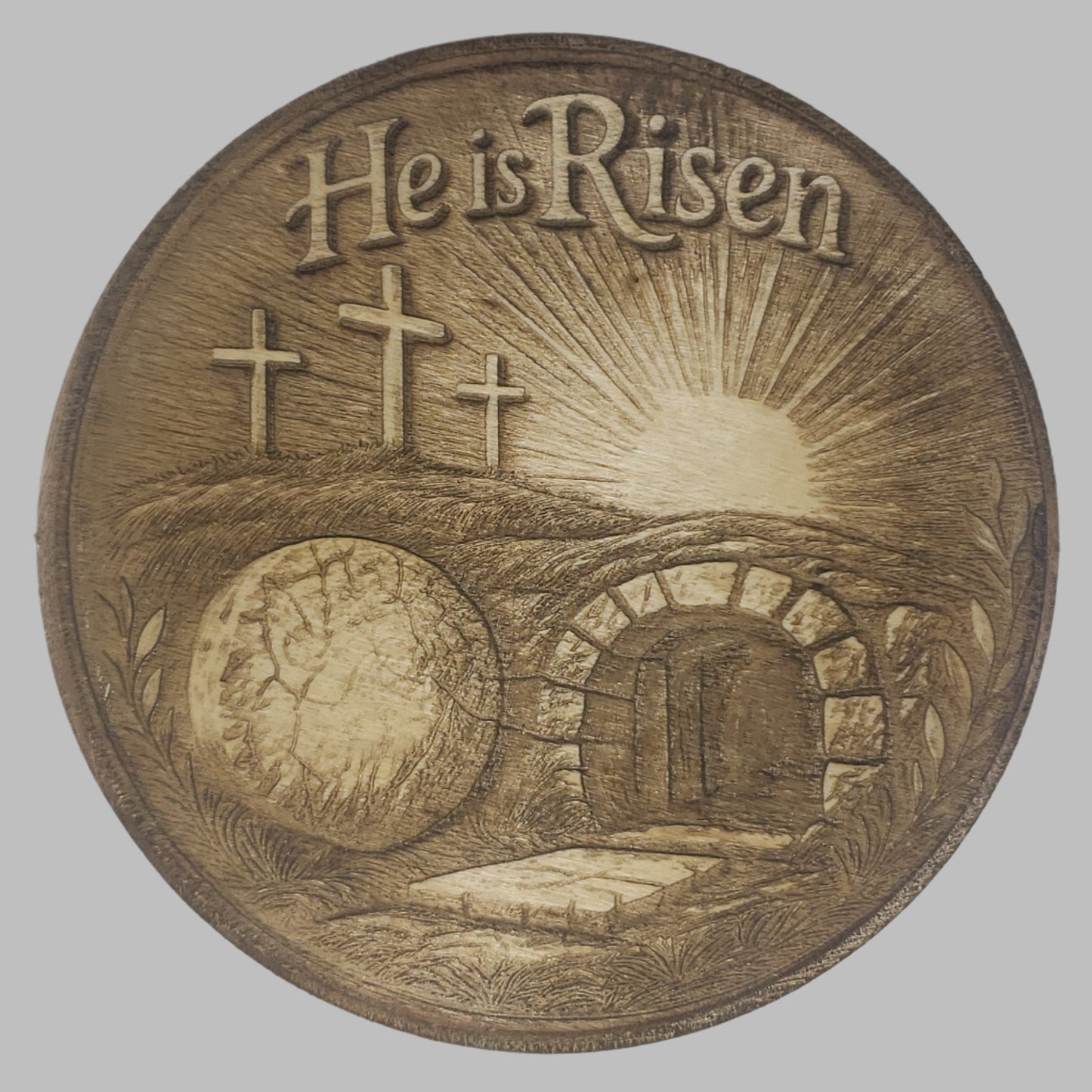 He is Risen Carved Plaque