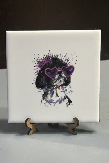 Shih Tzu Ceramic Plaque with Display Easel