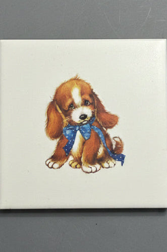 Cavalier King Charles Spaniel Puppy Ceramic Plaque with Display Easel