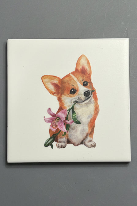 Corgi Ceramic Plaque with Display Easel