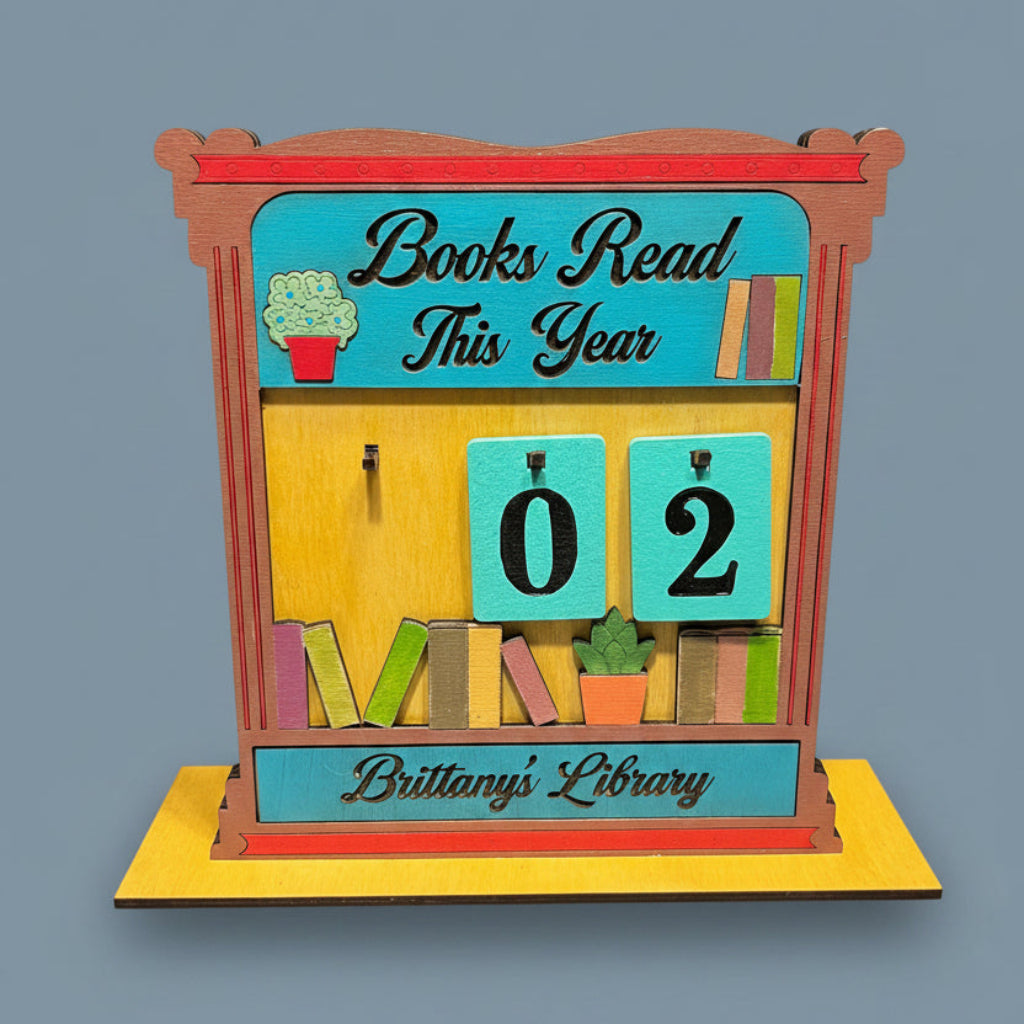 Library Sign for Brittany's Library Personalized Books Read This Year With Changeable Number Tags