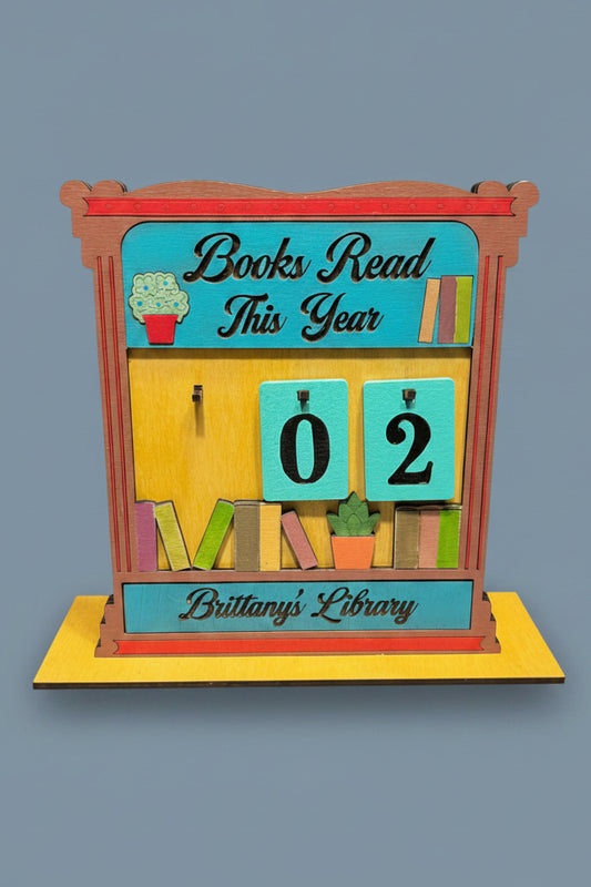 Library Sign for Brittany's Library Personalized Books Read This Year With Changeable Number Tags