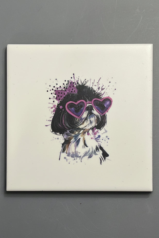 Shih Tzu Ceramic Plaque with Display Easel