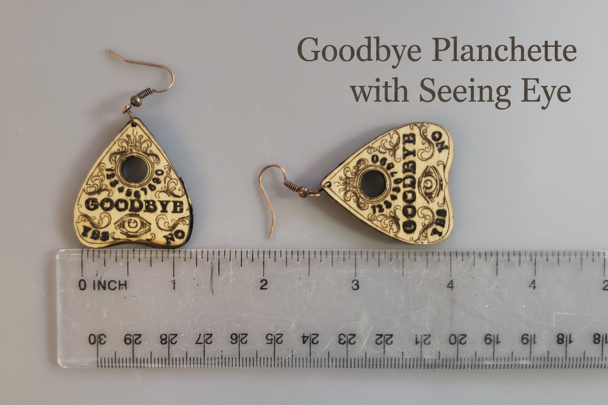 Wooden Heart or Teardrop Shaped Planchette Handle Pointer Earrings