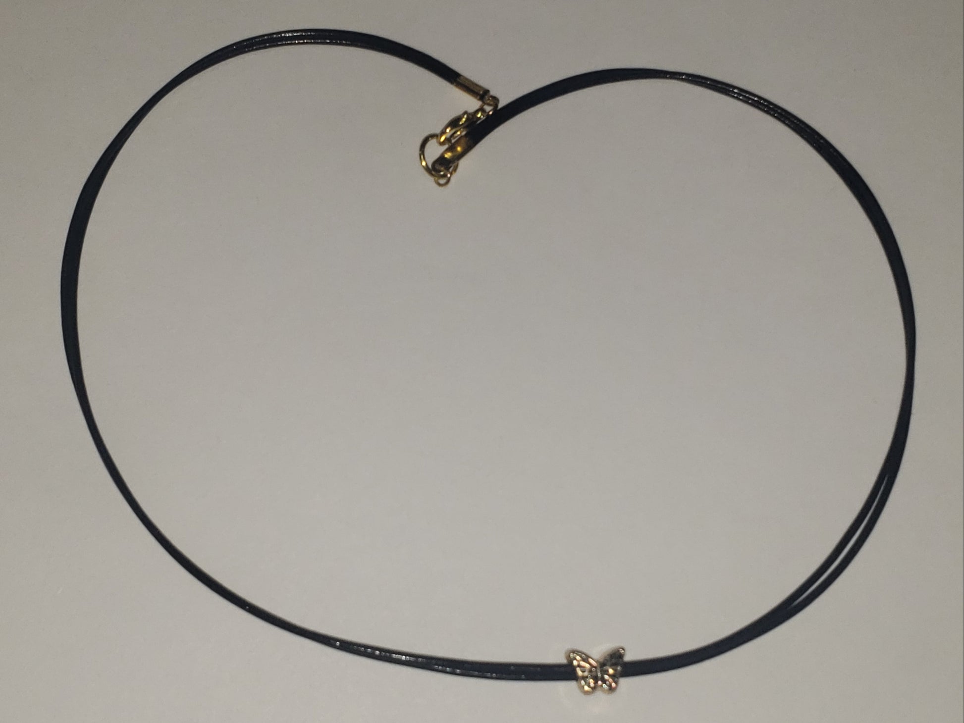 Double Strand Leather Butterfly Necklace