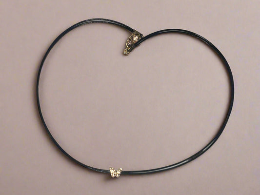 Double Strand Leather Cord Butterfly Necklace