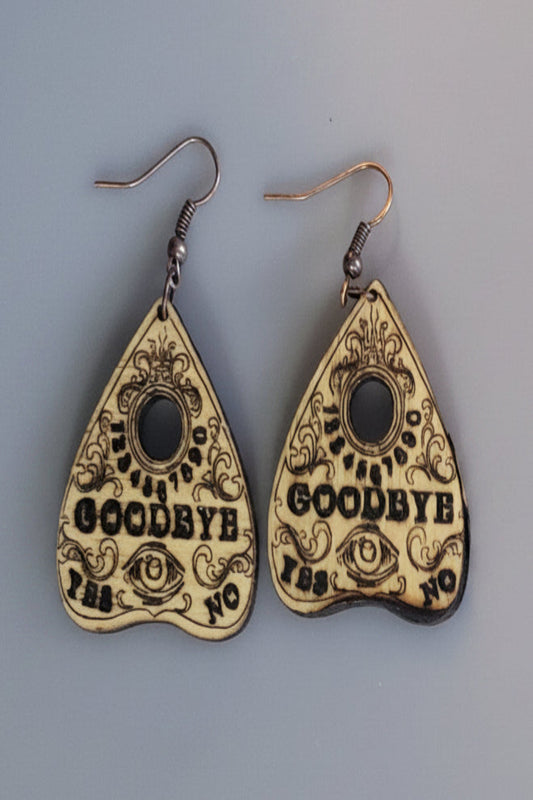 wood ouija, planchette or spirit board earrings