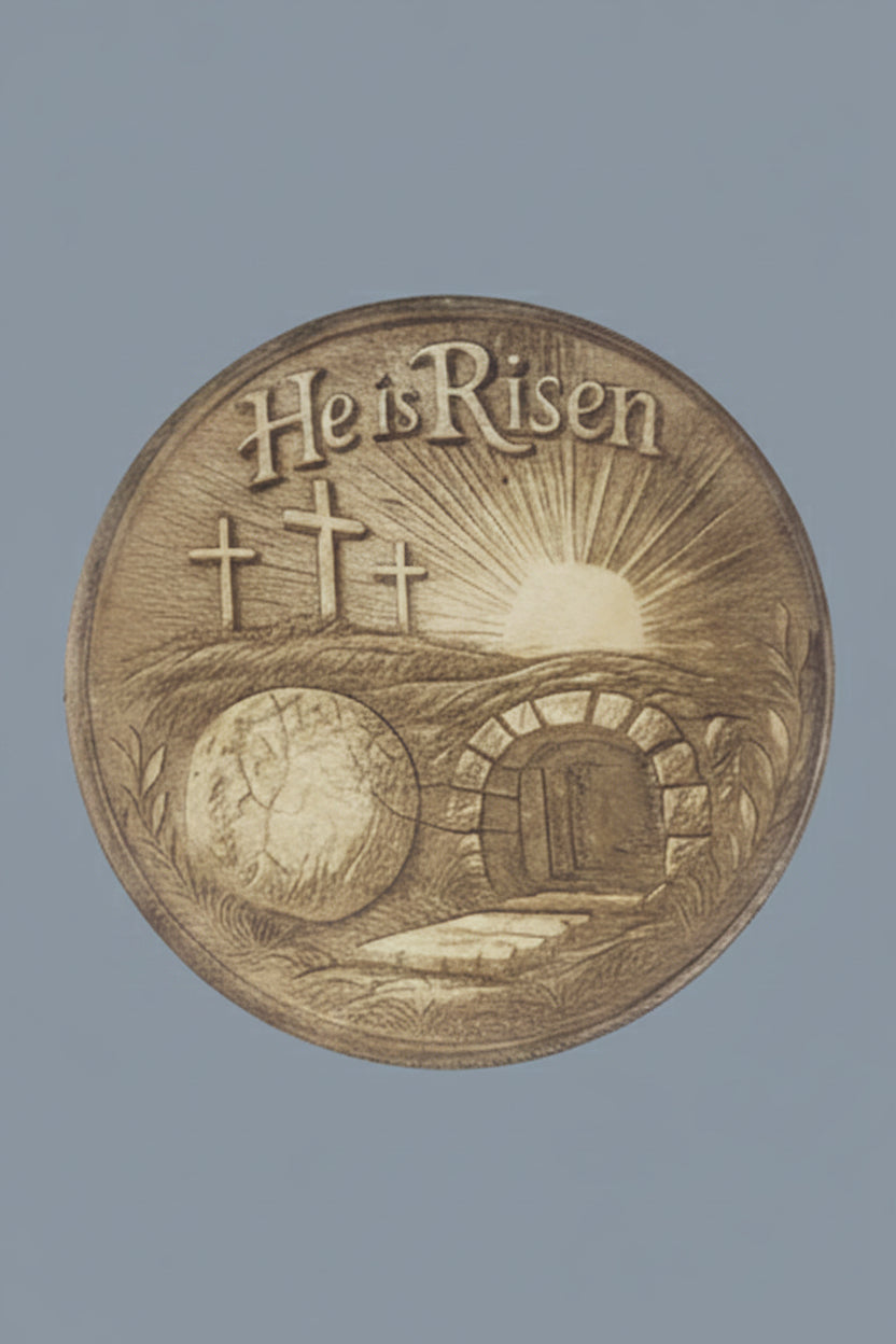 Engraved Wood Plaque With The Empty Tomb of Jesus