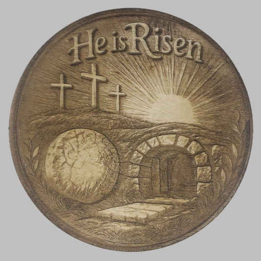 He is Risen Carved Plaque
