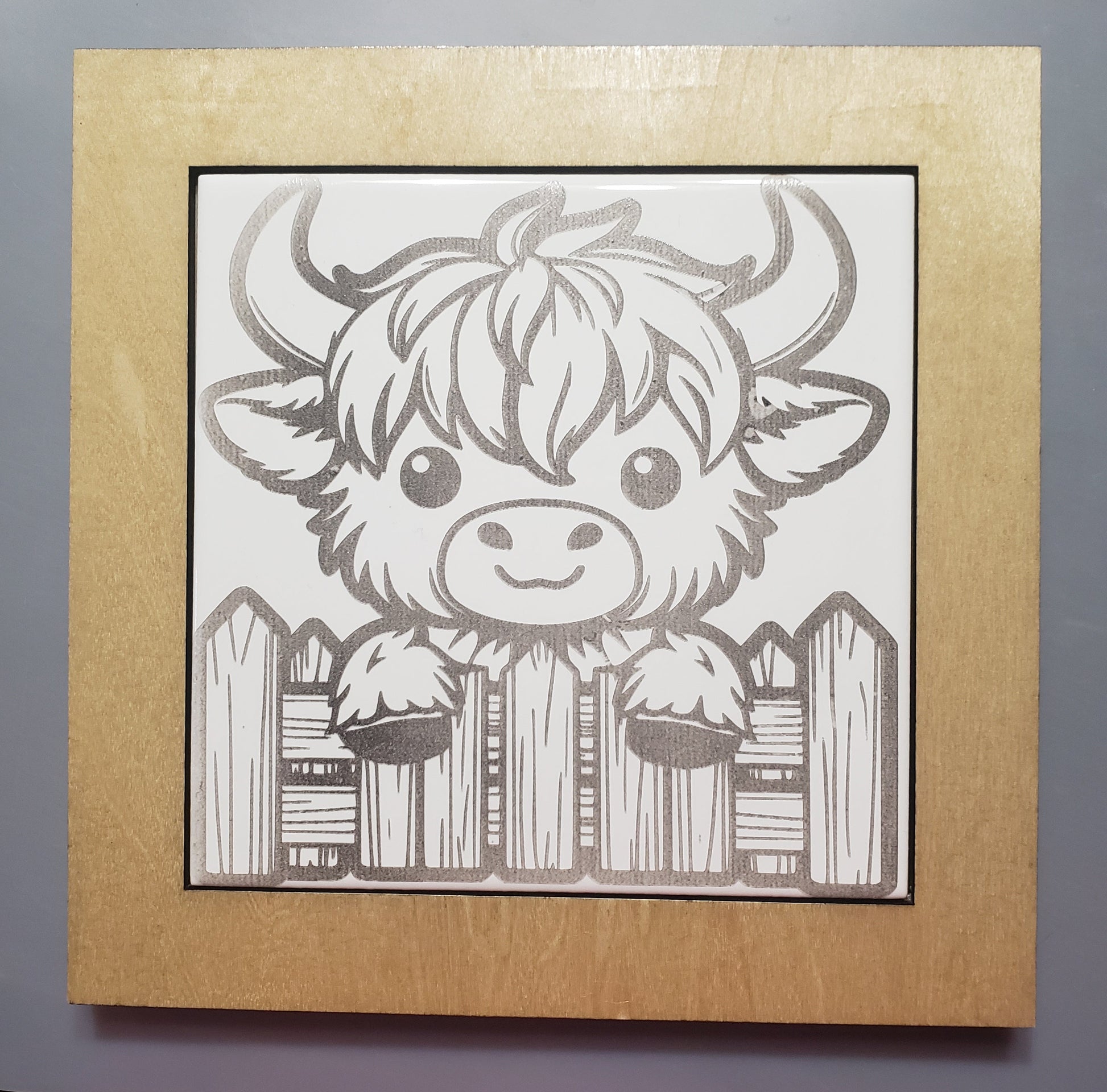 Ceramic Tile in Wood Trivet Frame 