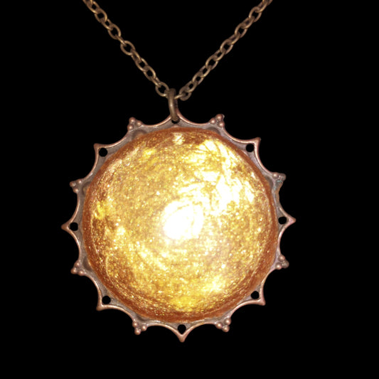 18" Necklace with Golden Sun Pendant