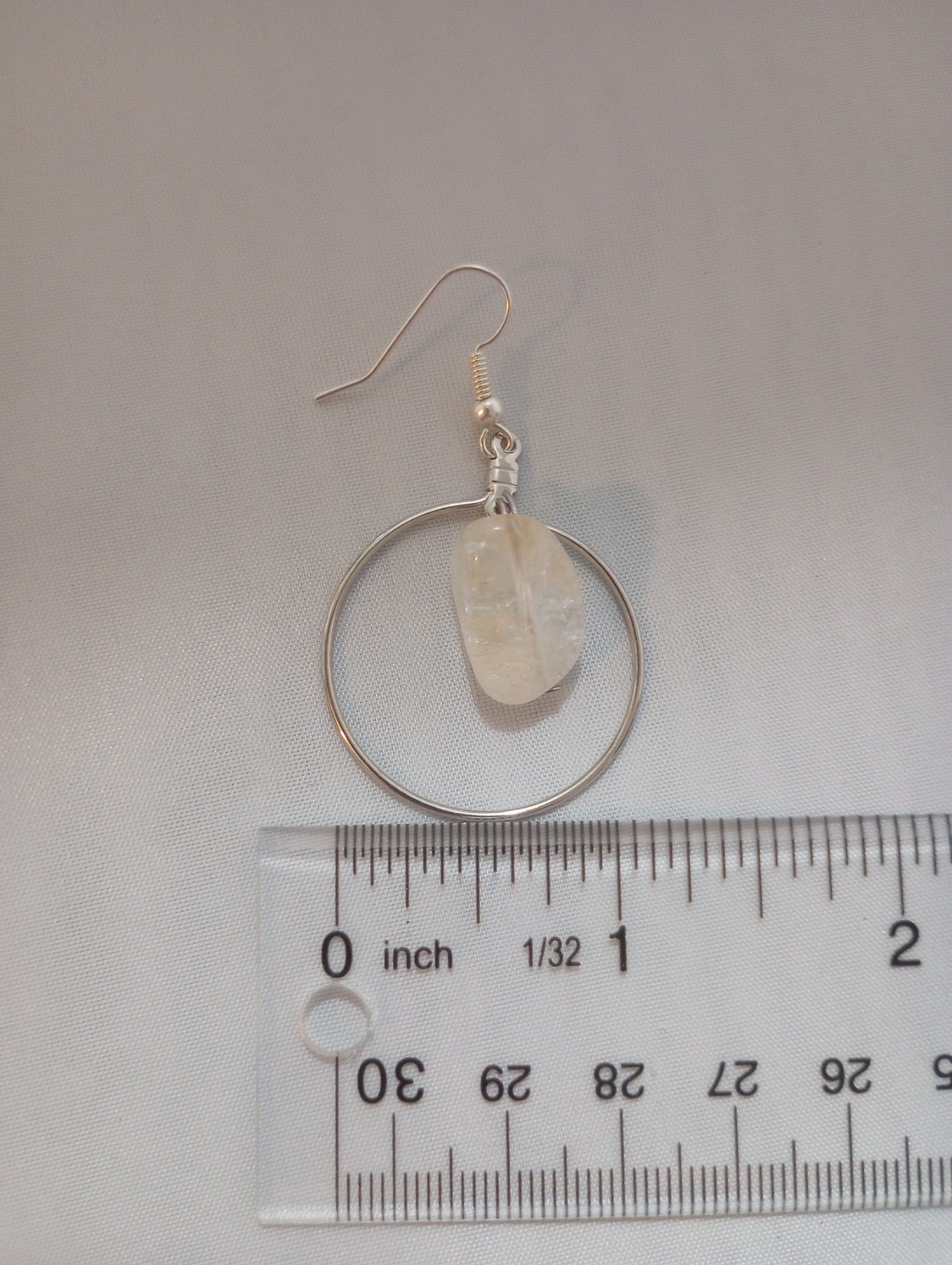 Citrine Crystal Gemstone Hoop Earrings Sterling Silver Plated Ear Wire Hooks