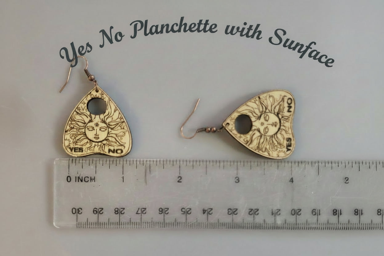 Wooden Heart or Teardrop Shaped Planchette Handle Pointer Earrings