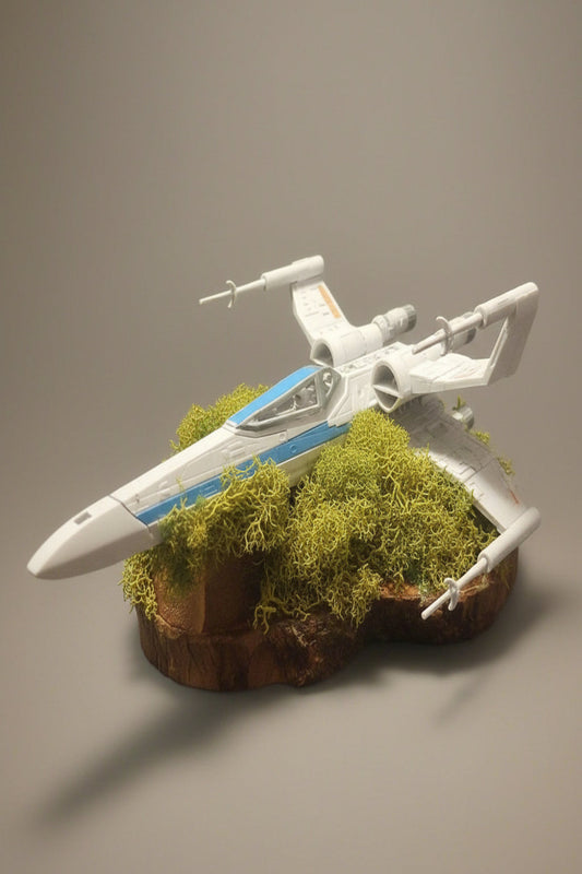 profile view of x wing model crash site 