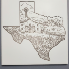 Texas Pride - The Alamo, Bluebonnets, Windmill and Ranch Scene Trivet Hot Plate