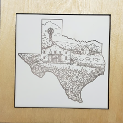 Texas Pride - Bluebonnets, Longhorns, Oil Wells, Hill Country and Plains - Trivet Hot Plate